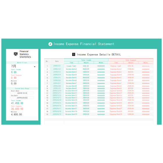 Income and Expenditure Statement Financial Report Excel Template